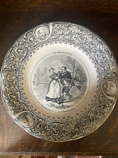 French Antique Porcelain Talking Plates