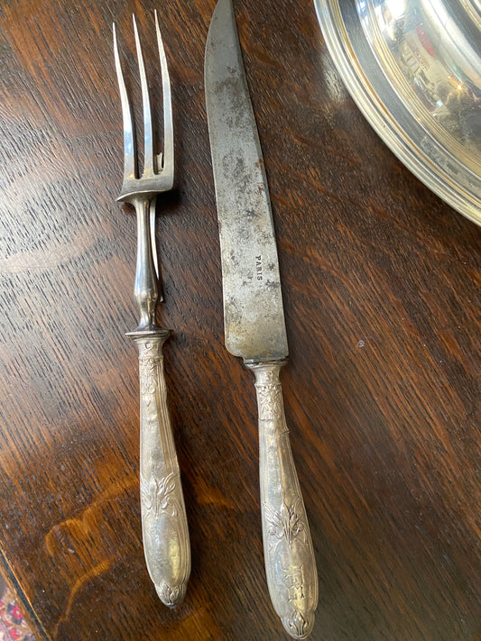 French Antique Silver Carving Set