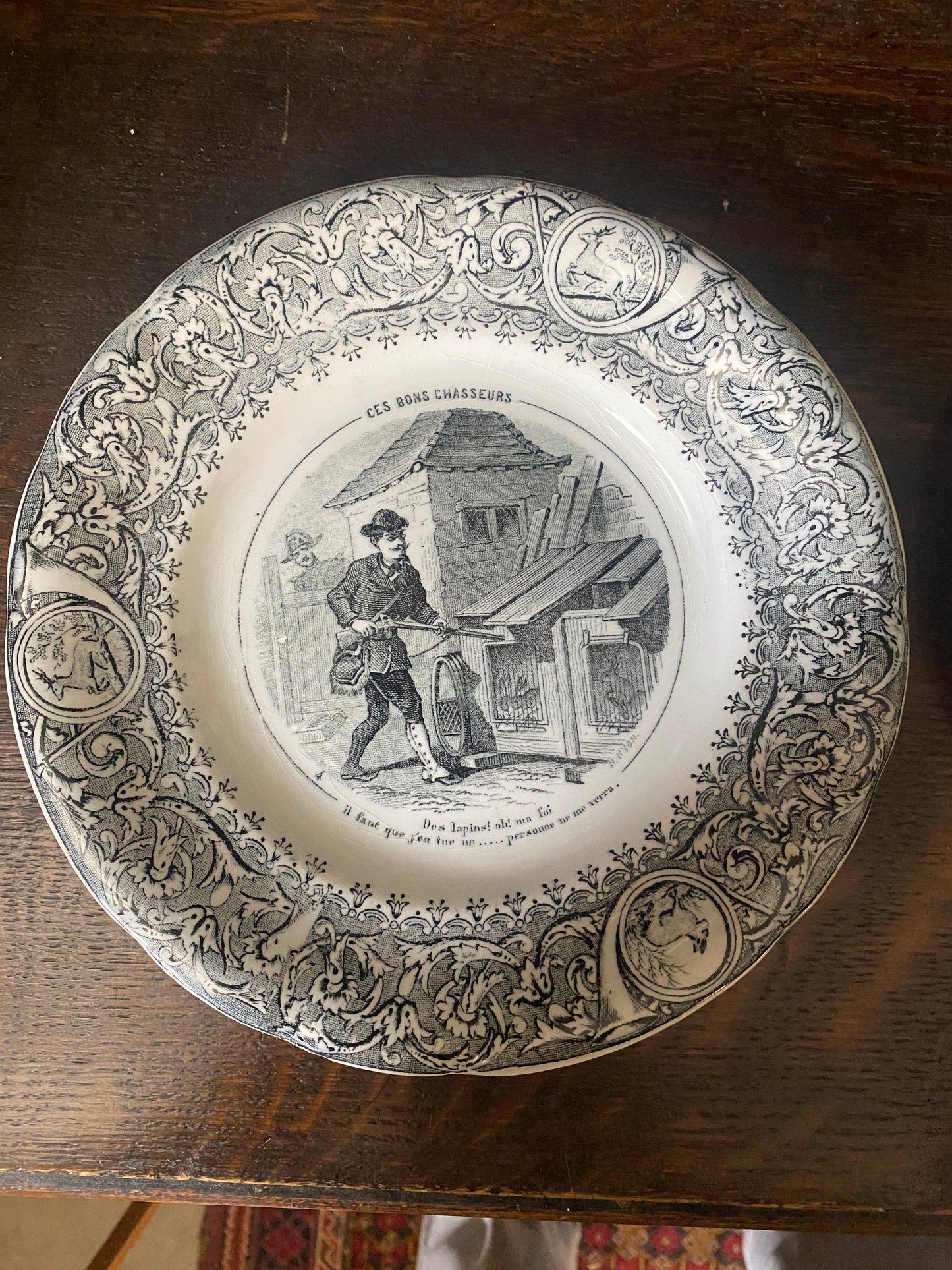 French Antique Porcelain Talking Plates