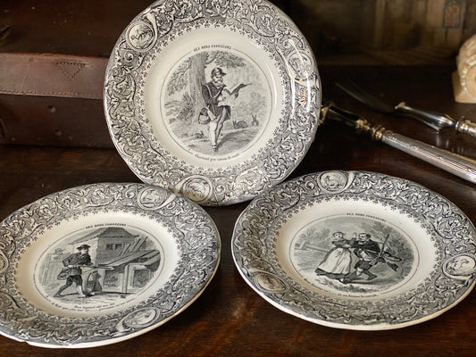 French Antique Porcelain Talking Plates