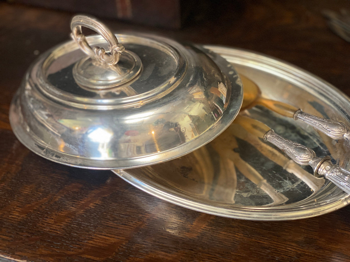 English Silver Plated Lidded Serving Dish