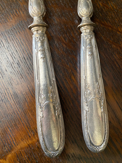 French Vintage Silver and Horn Salad Servers