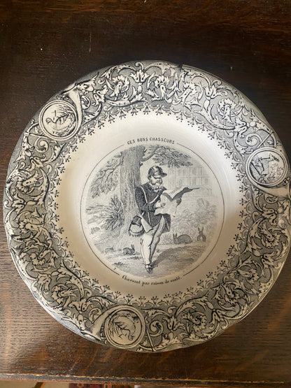 French Antique Porcelain Talking Plates